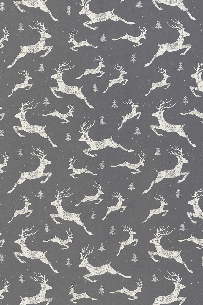 Grey deer and trees on a Turkish Cotton Throw
