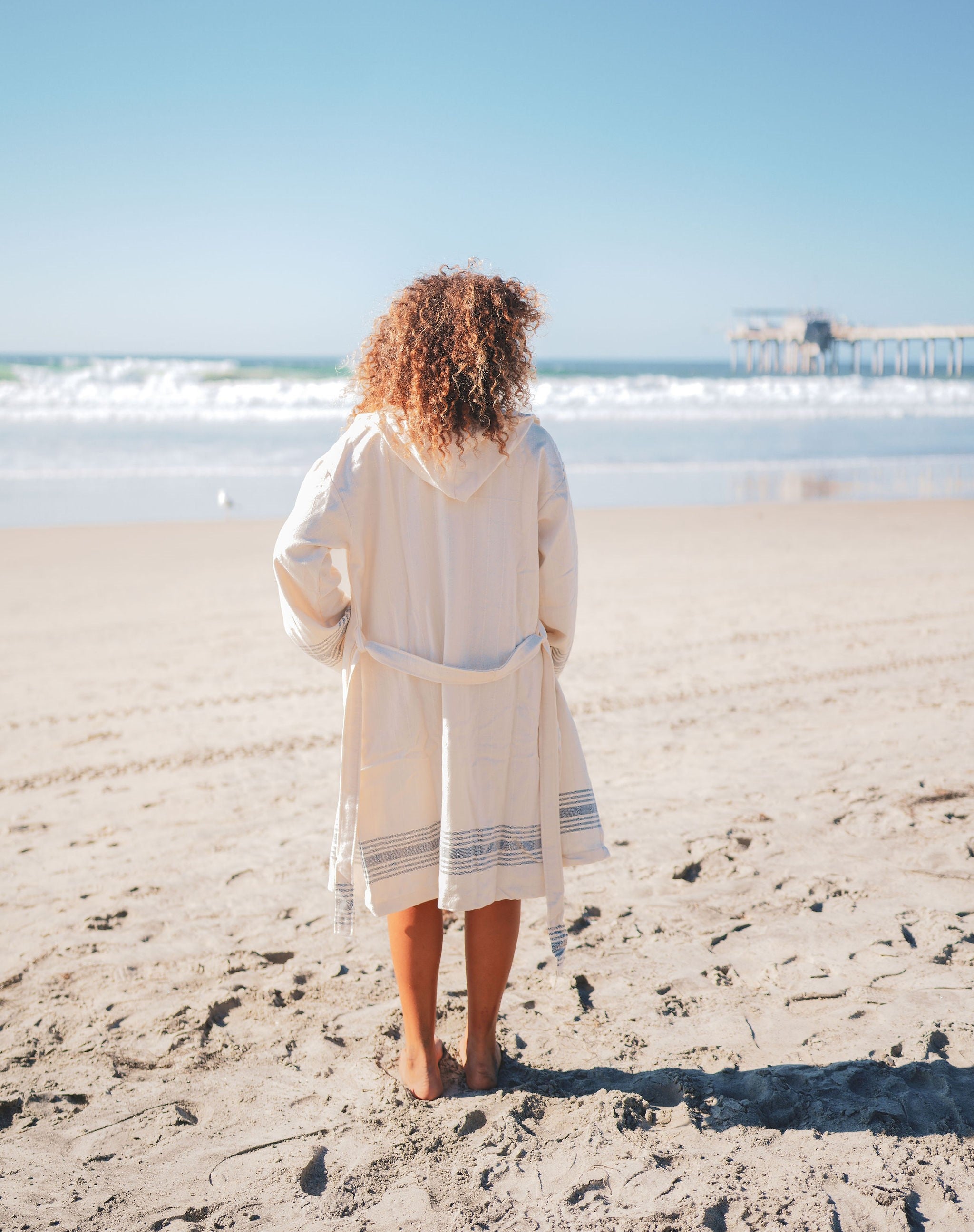 Soft Turkish Cotton Bathrobe – Chevron Weave Lightweight Robe