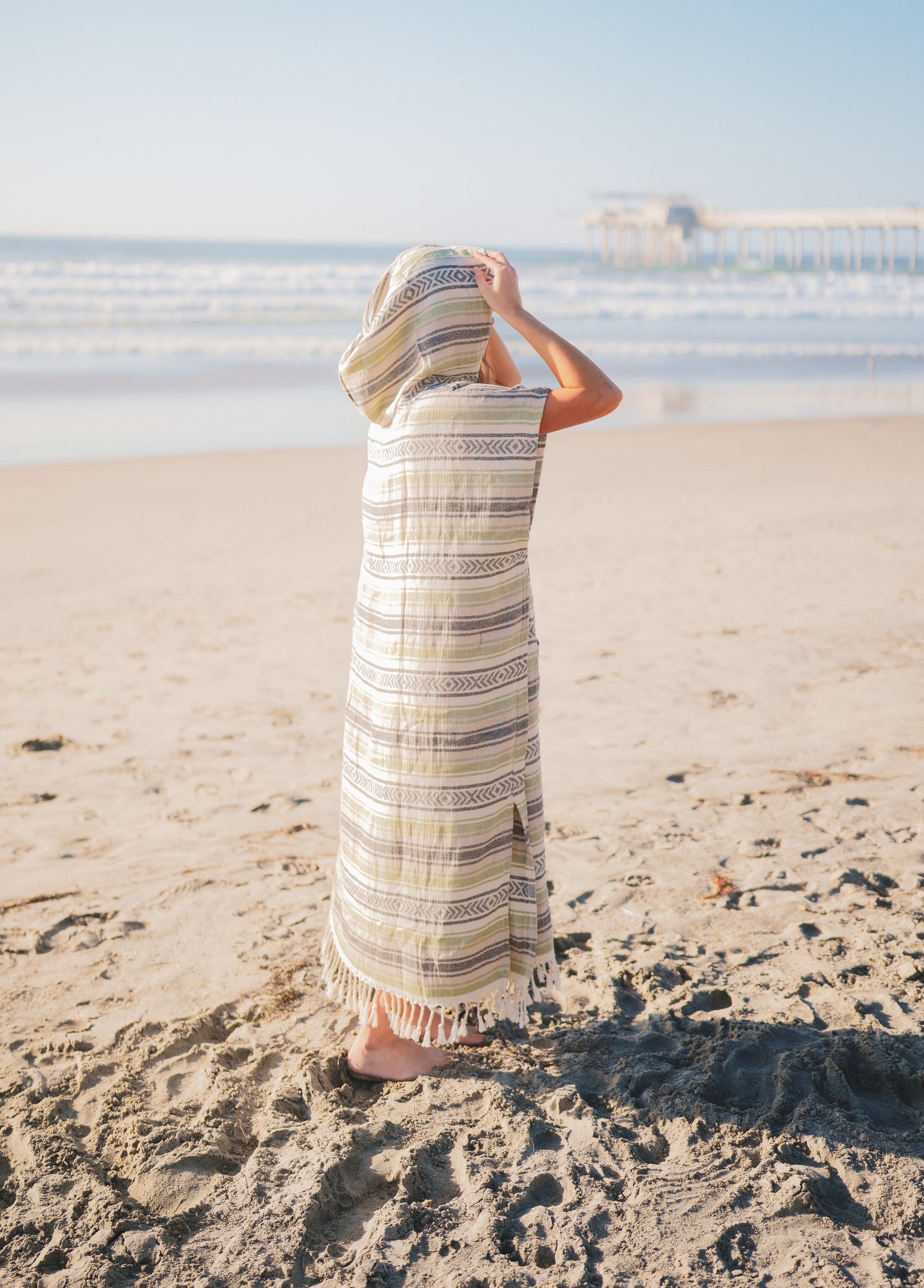 Santa Cruz Turkish Cotton Poncho – Hooded Beach Cover-Up | Basic